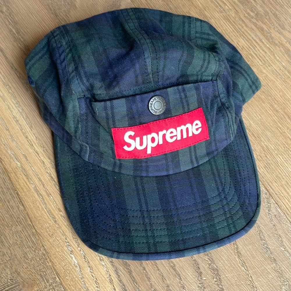Supreme Snap Button Plaid Camp Cap